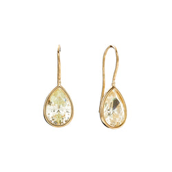 Lulu Tear Drop Champagne Yellow & Gold Hook Earrings