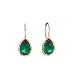 Lulu Tear Drop Dark Green & Gold Hook Earrings