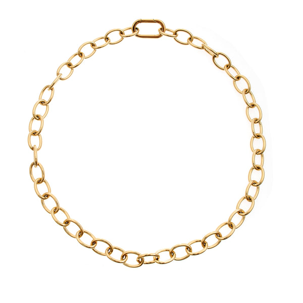 ABIGAIL- Gold plate Stainless Steel Link Necklace with Oval Link Clasp closure