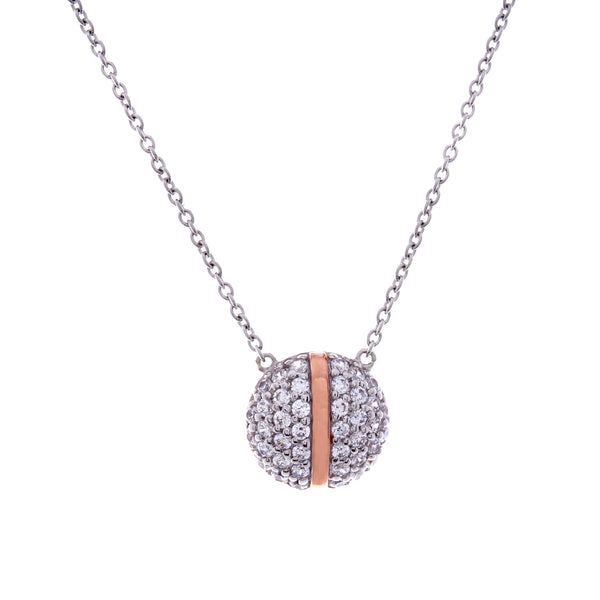 Blossum - Two tone Silver pave Necklace
