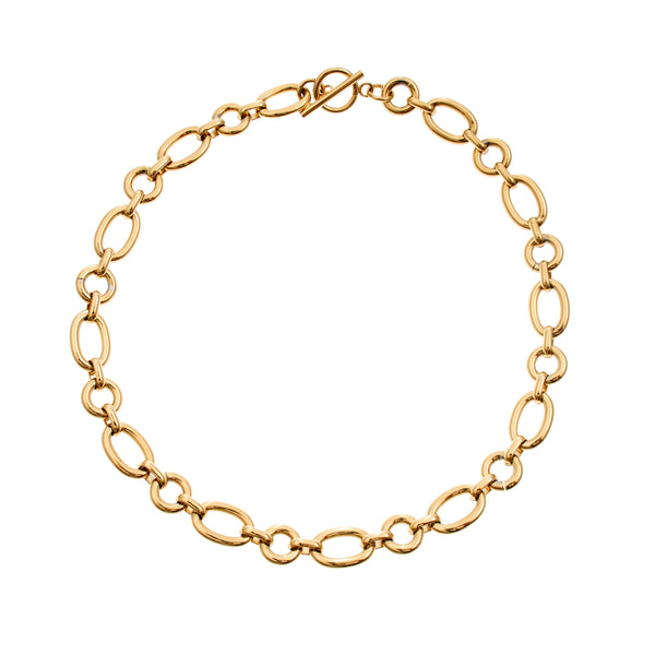 SCARLETT - Gold plate Stainless Steel Link Necklace with Bar closure