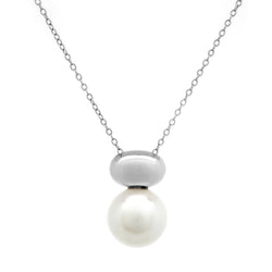TAMSIN- Rhodium and White Pearl Necklace