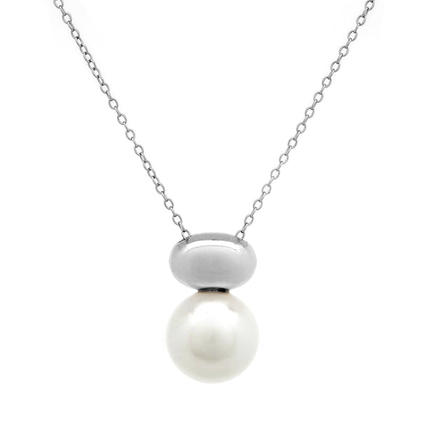 TAMSIN- Rhodium and White Pearl Necklace