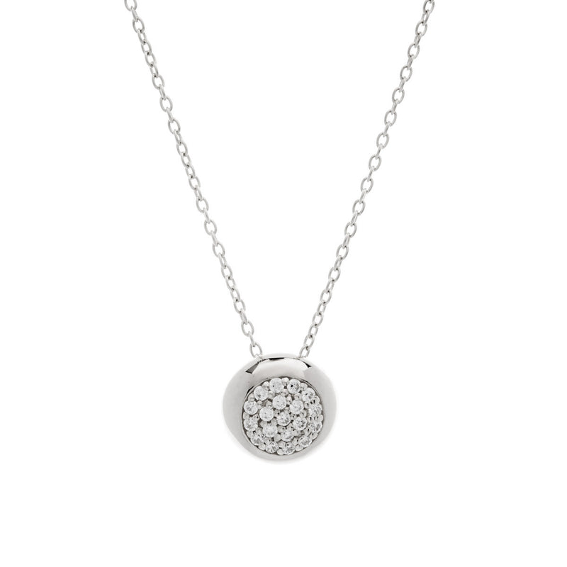 Sterling Silver Cubic Zirconia Round Pave Pendant