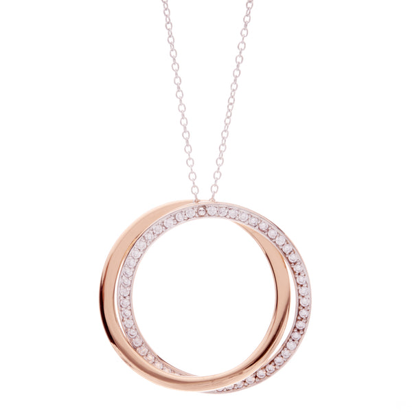 Rose Gold and Cubic Zirconia Double Circle Pendant