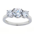 Silver 3 Stone Claw Set Cubic Zirconia Ring
