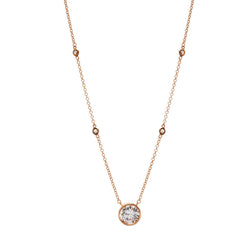 Rose gold bezel set cubic zirconia on fine chain