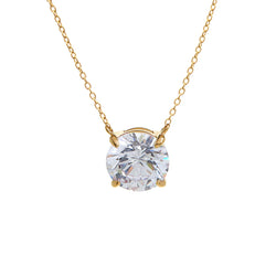 Yellow Gold Plate Claw Set Cubic Zirconia Pendant