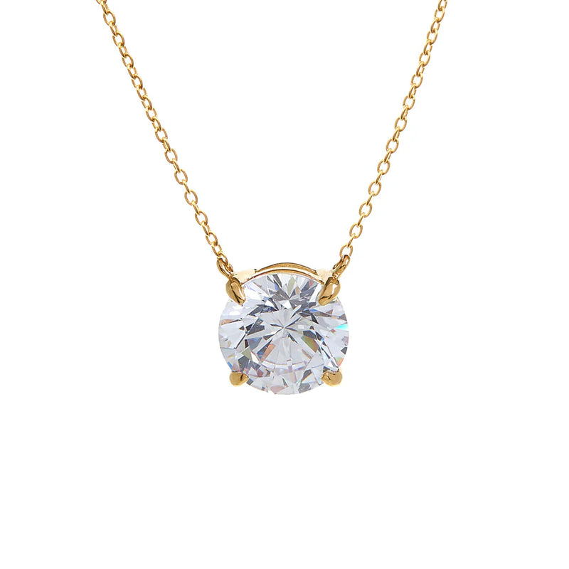 Yellow Gold Plate Claw Set Cubic Zirconia Pendant