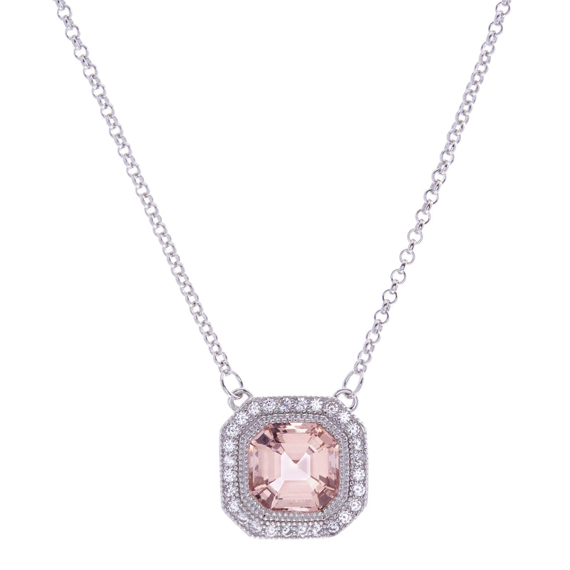 Pink and Silver Square Necklace
