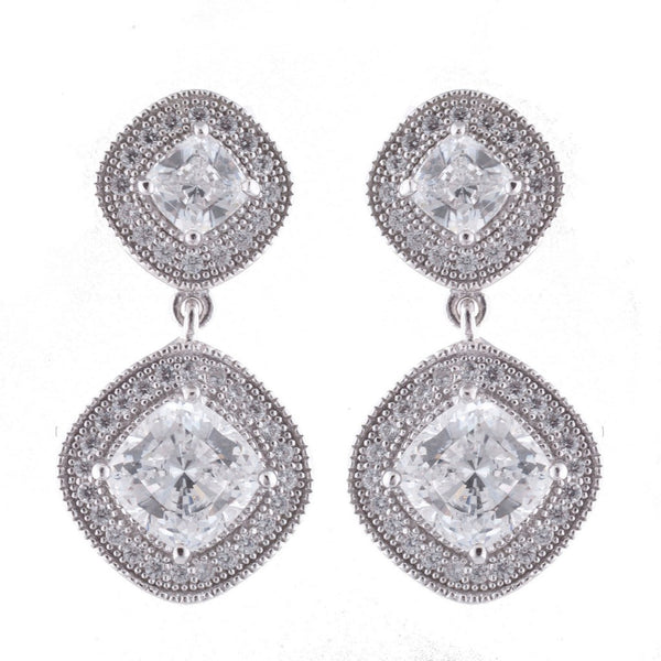 Micro pave clear cubic zirconia drop earrings