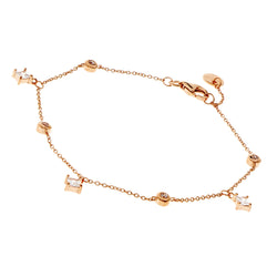 Rose Gold Plated  Bracelet With Hanging Diamonds and Cubic Zirconia