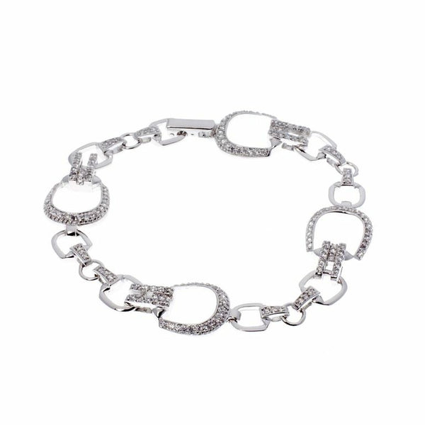 Rhodium horsebit cz bracelet