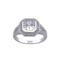 Silver micro pave cubic square dress ring