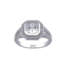 Silver micro pave cubic square dress ring