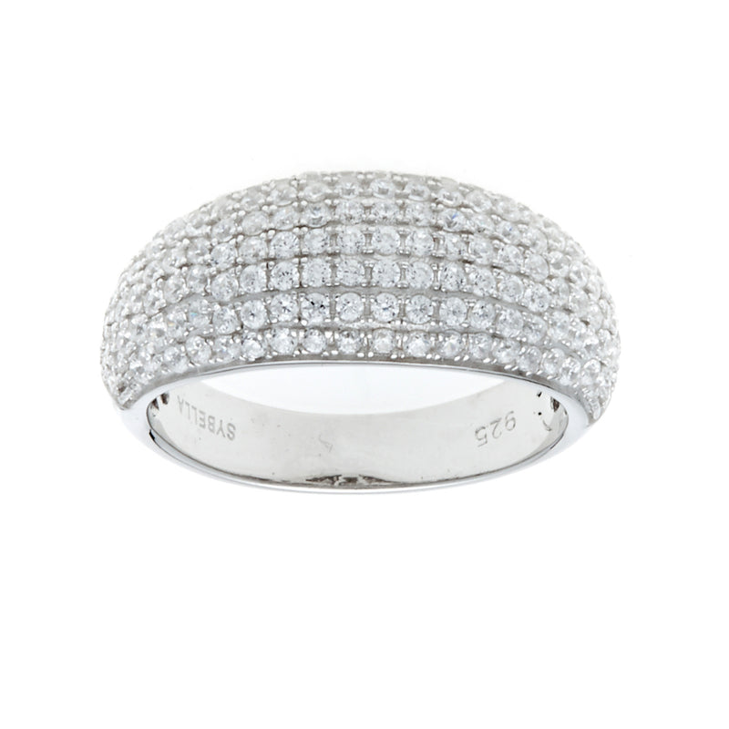 Rhodium Micro Pave 7 Row Dress Ring