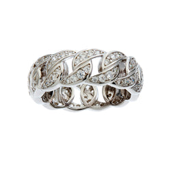Antonella- Rhodium Plate Braided Chain-link Clear Micro Pave CZ Ring