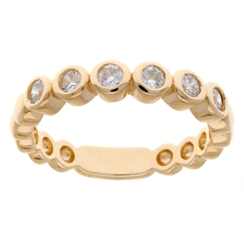 Gold Plated Bezel Set Cubic Zirconia Band Ring