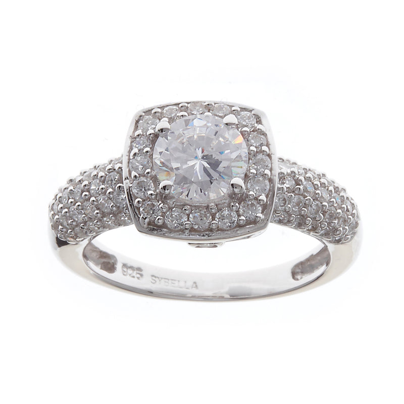 Rhodium pave cubic zirconia dress ring