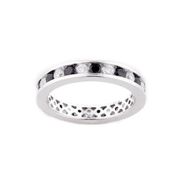 Eternity black & clear cubic zirconia silver Ring