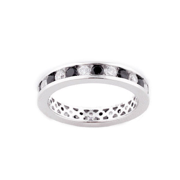 Eternity black & clear cubic zirconia silver Ring