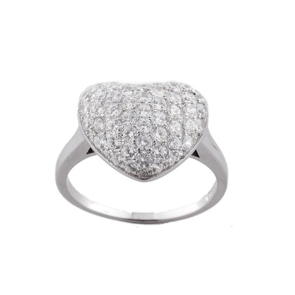 Rhodium Micro Pave Heart Shaped Ring