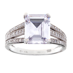 Rhodium baguette cz ring