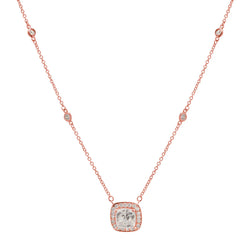 Rozita Square Cubic Zirconia Pendant on Bezel Set Rose Gold Chain