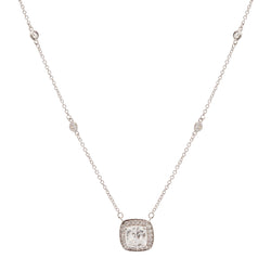 Rozita  Cubic Zirconia Pendant on Bezel Set Silver Chain