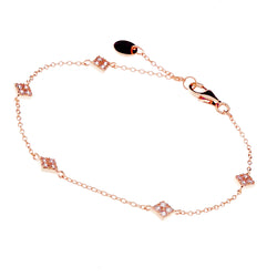 Rose Gold Plate Bracelet with Diamond Shaped Cubic Zirconia Stones