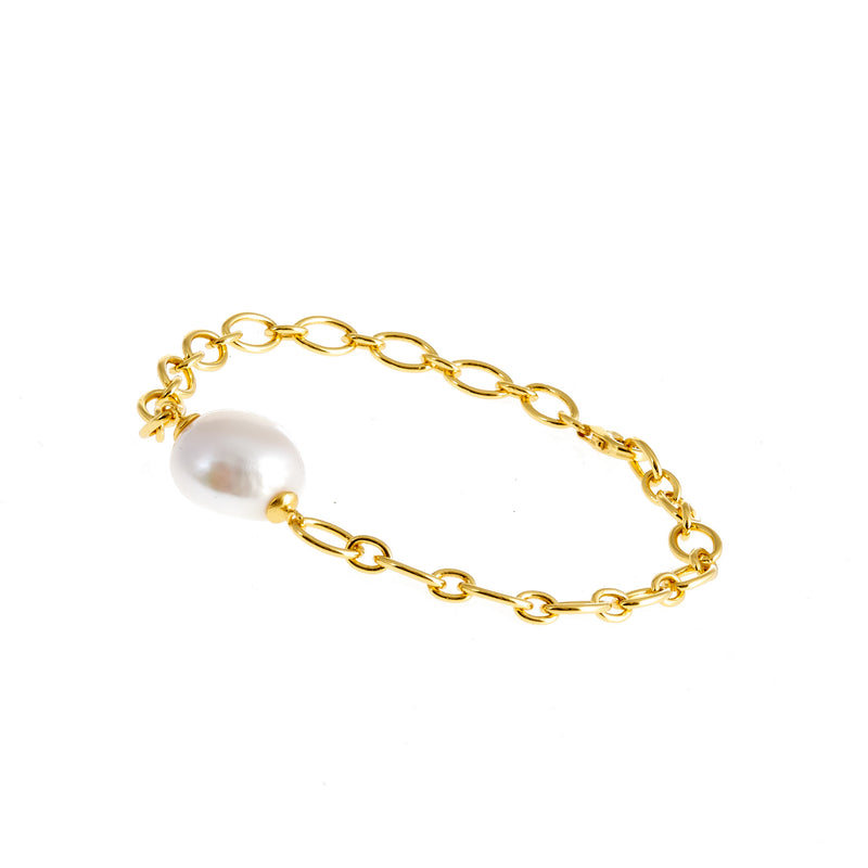 Carmen Gold Baroque Pearl Chain Bracelet