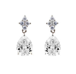 Nora Rhodium clear Cubic Zirconia Drop Earrings