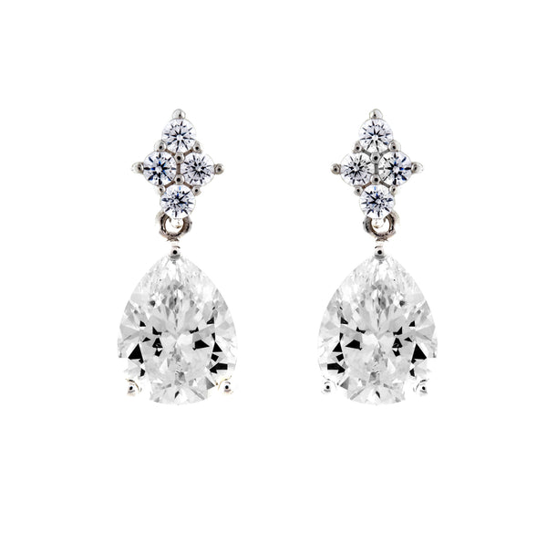 Nora Rhodium clear Cubic Zirconia Drop Earrings
