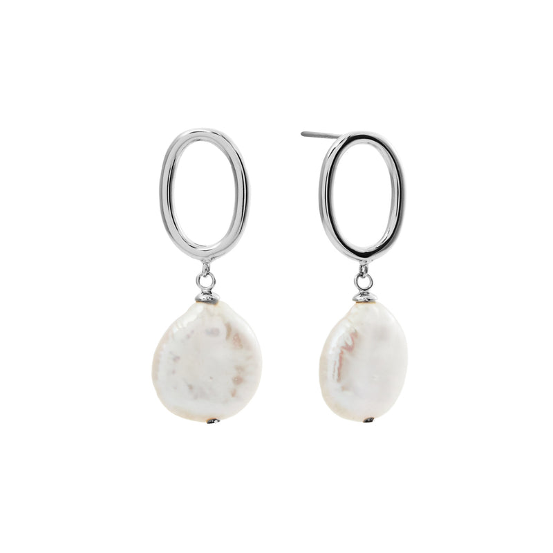 Billie Silver Freshwater Coin Pearl Earrings