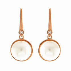 Francine Rose Gold Plate Freshwater Pearl and CZ Hook Earring