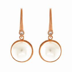 FRANCINE Rose Gold Plate Freshwater Pearl and CZ Hook Earring