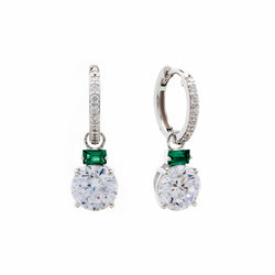 Robyn Silver Green & Clear Cubic Zirconia Drop Earrings