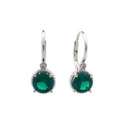 Siobhain Silver Green Cubic Zirconia Hook Earrings