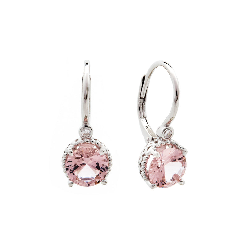 Siobhain Silver Pink Cubic Zirconia Hook Earrings