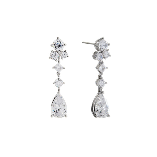 Marta Rhodium Cubic Zirconia Chandelier Earrings