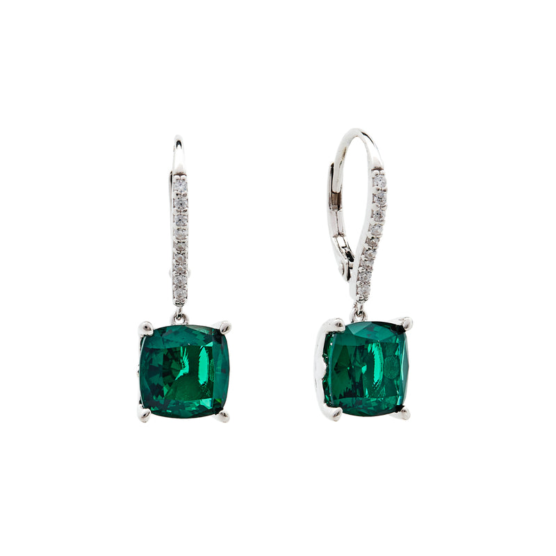 Ariella Green & Clear Cubic Zirconia Silver Earrings