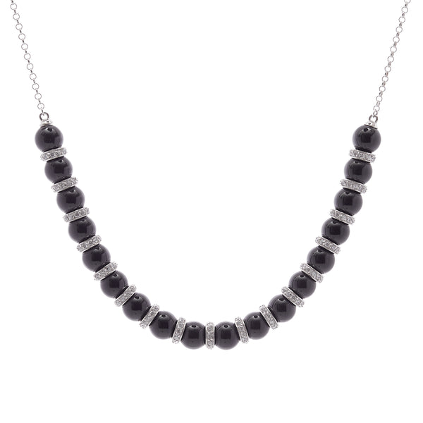 CLEO- 10mm black Onyx & Cubic Zircornia toggle necklace
