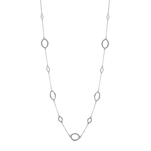 Fiona Silver Oval Chain Long Necklace