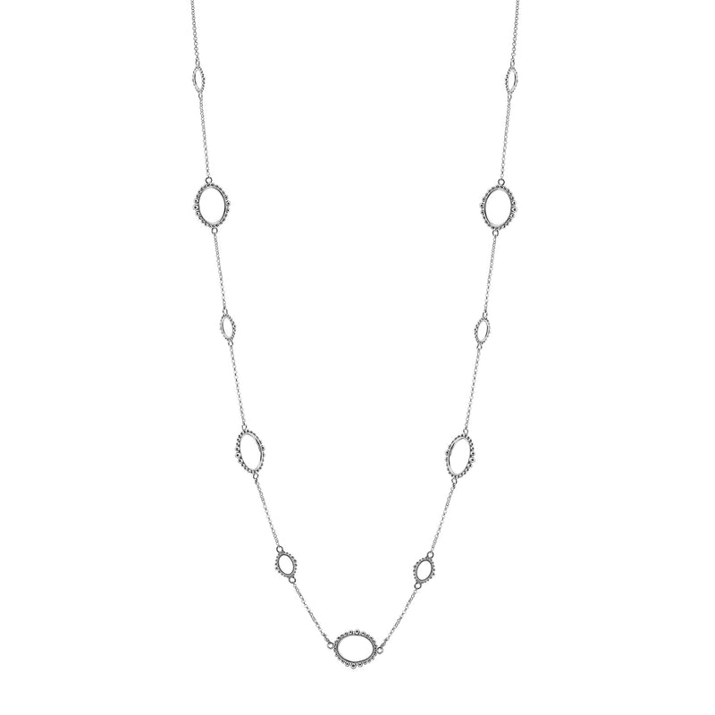 Fiona Silver Oval Chain Long Necklace