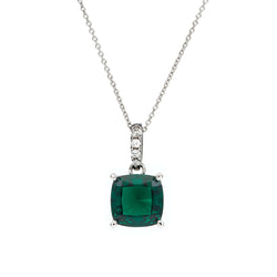 Ariella Green & Clear Cubic Zirconia Silver Pendant