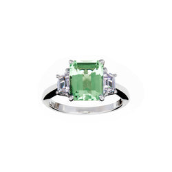 Josephine Pale Green & Clear Cubic Zirconia Ring