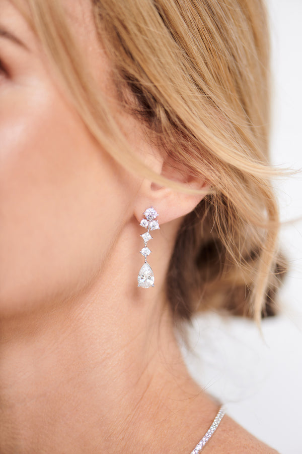 Marta Rhodium Cubic Zirconia Chandelier Earrings