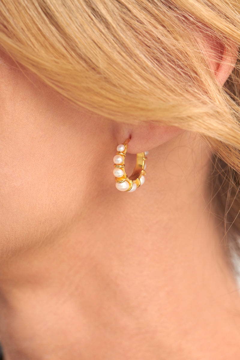 Gigi Gold Freshwater Pearl Hoops