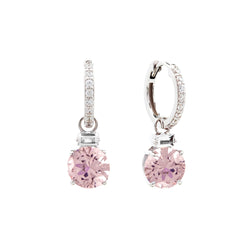 Trixie Pink Pendant Hoop Earrings