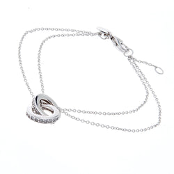 Olympia - Rhodium interlock cubic zirconia double chain & bracelet